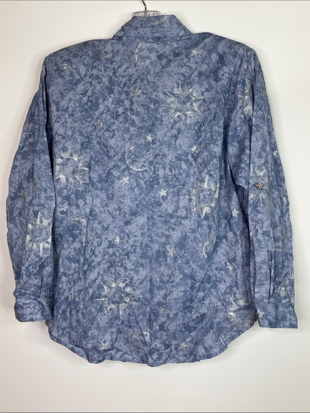 Vintage Tapestry Blue Stars Long Sleeve Button Up Shirt Size Medium NWT - Picture 2 of 5